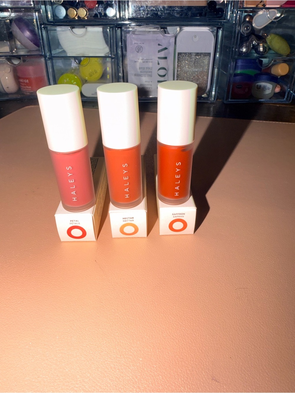 3 x Haleys Beauty Re-blur Velvet Matte Lip Cream, Shades Saffron, Nectar & Petal